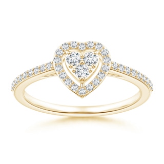 2mm GVS2 Halo Diamond Heart Promise Ring with Prong Setting in Yellow Gold