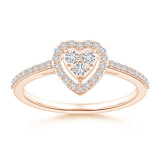 2mm HSI2 Halo Diamond Heart Promise Ring with Prong Setting in Rose Gold