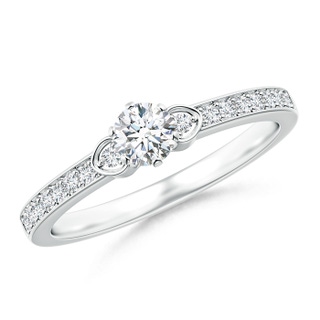 4.1mm GVS2 Solitaire Round Diamond Promise Ring with Diamond Accents in P950 Platinum