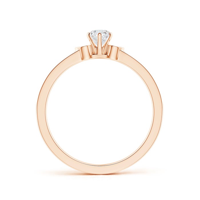 Solitaire Round Natural Diamond Promise Ring with Natural Diamond Accents