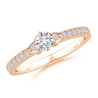 4.1mm HSI2 Solitaire Round Diamond Promise Ring with Diamond Accents in Rose Gold