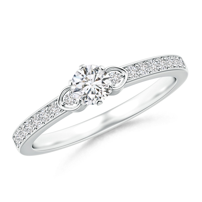 4.1mm HSI2 Solitaire Round Diamond Promise Ring with Diamond Accents in White Gold 