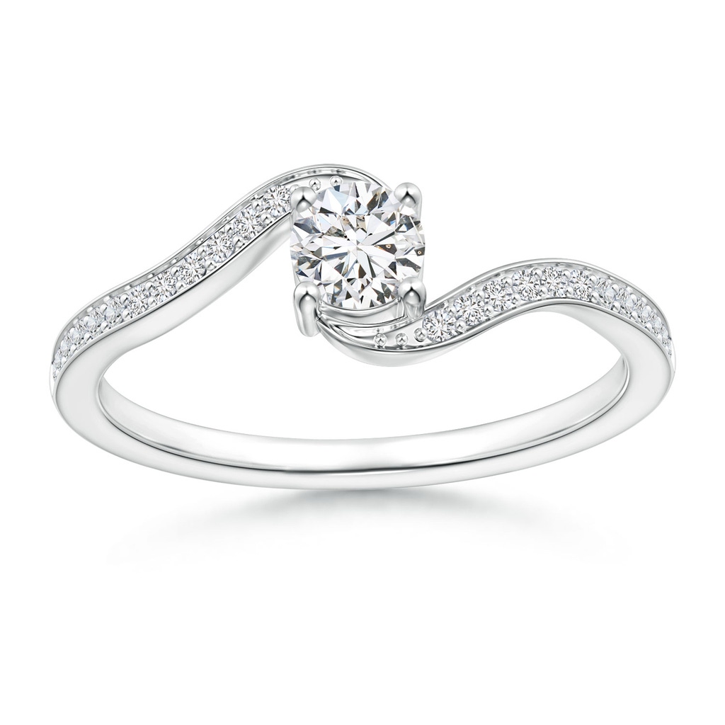 4.2mm HSI2 Round Diamond Solitaire Bypass Promise Ring with Diamond Accents in White Gold