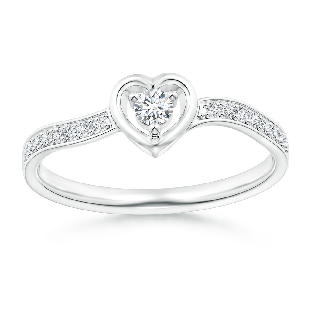 2.7mm GVS2 Twist Shank Open Heart Round Diamond Promise Ring in P950 Platinum