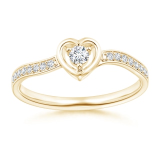 2.7mm GVS2 Twist Shank Open Heart Round Diamond Promise Ring in Yellow Gold