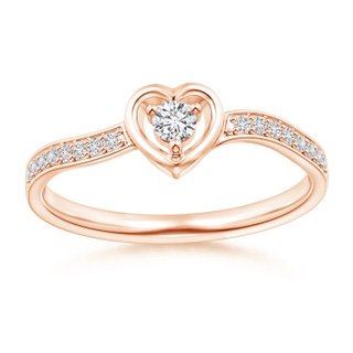 2.7mm HSI2 Twist Shank Open Heart Round Diamond Promise Ring in Rose Gold