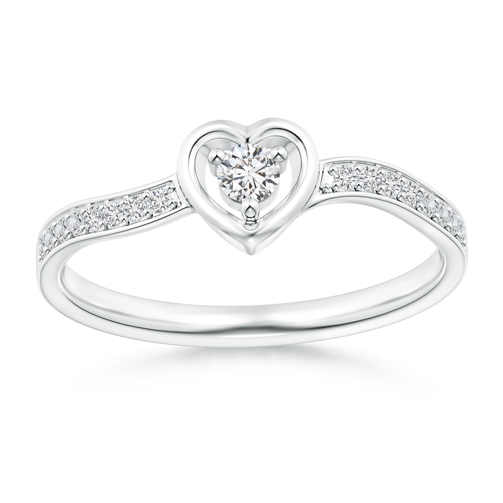 2.7mm HSI2 Twist Shank Open Heart Round Diamond Promise Ring in White Gold