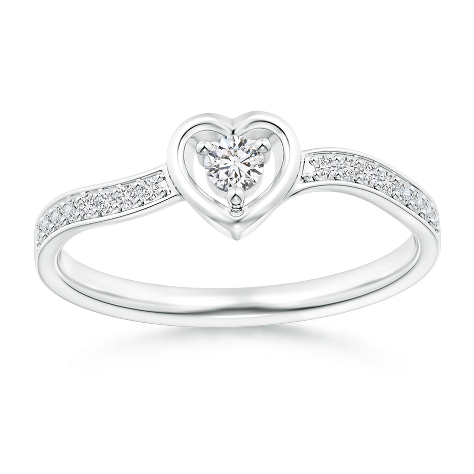 2.7mm HSI2 Twist Shank Open Heart Round Diamond Promise Ring in White Gold 