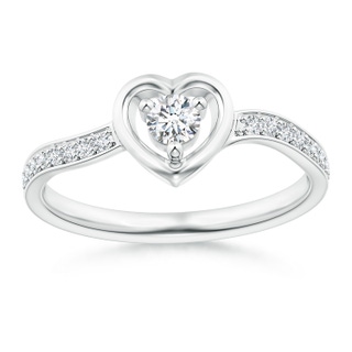 3.3mm GVS2 Twist Shank Open Heart Round Diamond Promise Ring in P950 Platinum