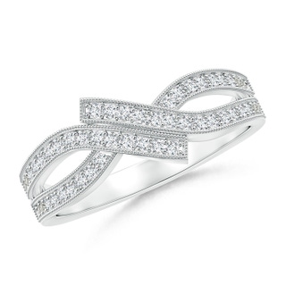 1.1mm GVS2 Crossover Round Diamond Studded Ring in White Gold