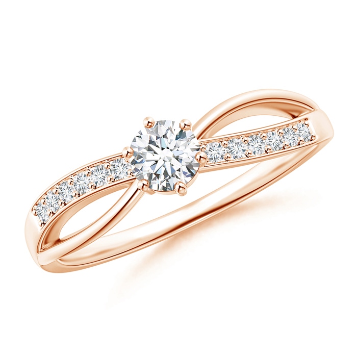 4.1mm GVS2 Six Prong-Set Round Solitaire Diamond Split Shank Ring in Rose Gold 