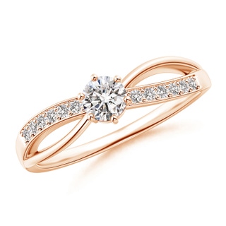 4.1mm IJI1I2 Six Prong-Set Round Solitaire Diamond Split Shank Ring in 9K Rose Gold