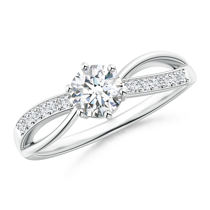 5.2mm GVS2 Six Prong-Set Round Solitaire Diamond Split Shank Ring in P950 Platinum 