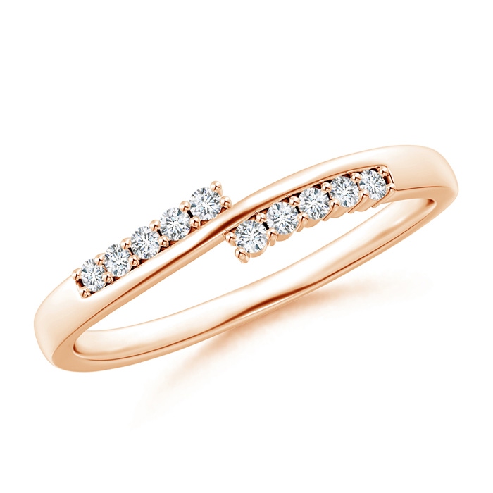 1.4mm GVS2 Diamond Studded Bypass Promise Ring with Prong Set in Rose Gold