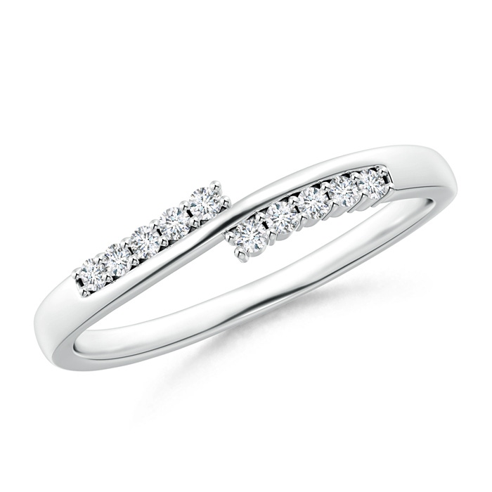 1.4mm GVS2 Diamond Studded Bypass Promise Ring with Prong Set in White Gold 