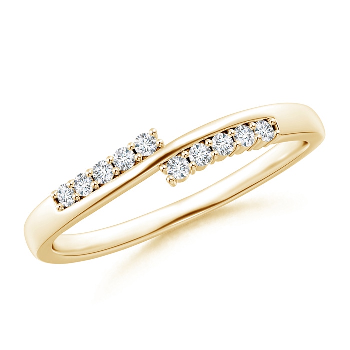 1.4mm GVS2 Diamond Studded Bypass Promise Ring with Prong Set in Yellow Gold