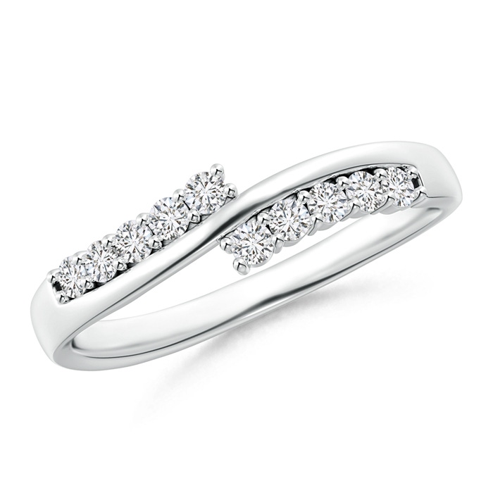 1.8mm HSI2 Diamond Studded Bypass Promise Ring with Prong Set in White Gold 