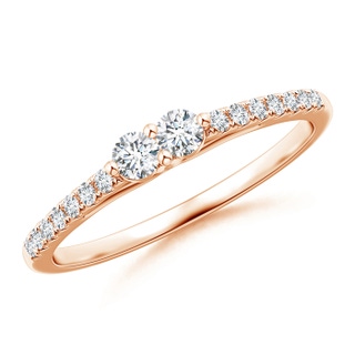 2.6mm GVS2 2 Stone Diamond Ring with Diamond Accents in Rose Gold