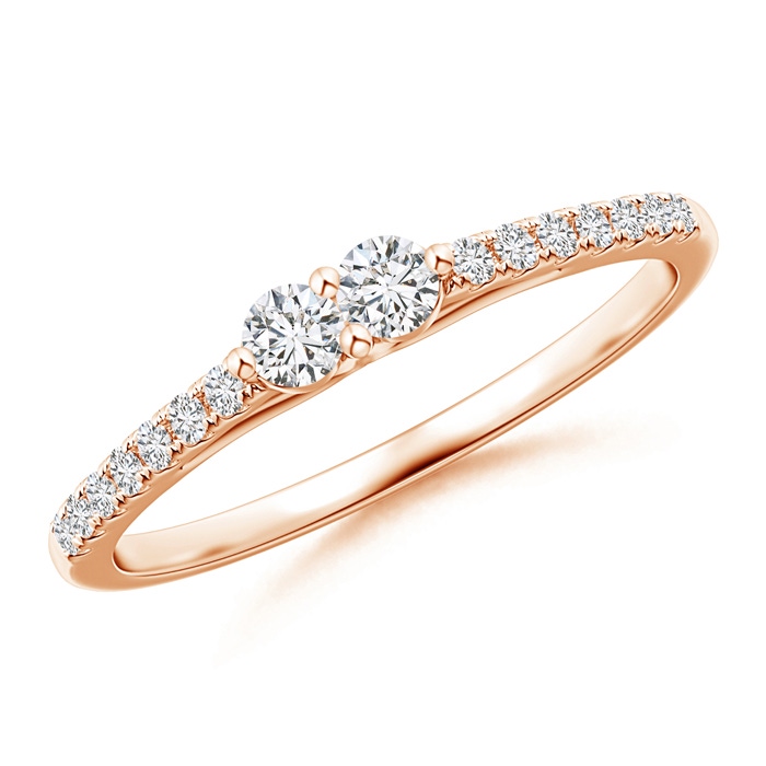 2.6mm HSI2 2 Stone Diamond Ring with Diamond Accents in 10K Rose Gold