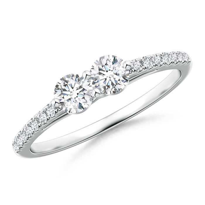 3.7mm GVS2 2 Stone Diamond Ring with Diamond Accents in White Gold