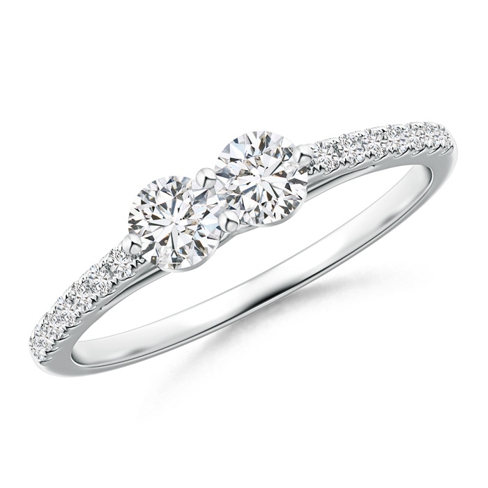 3.7mm HSI2 2 Stone Diamond Ring with Diamond Accents in White Gold