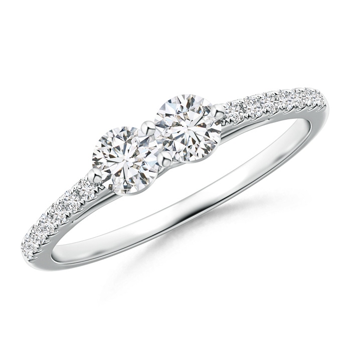 3.7mm HSI2 2 Stone Diamond Ring with Diamond Accents in White Gold 