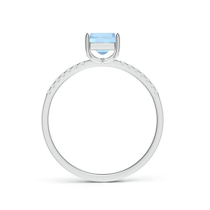 5mm AAA Square Aquamarine Ring with Diamond Studded Shank in White Gold product image