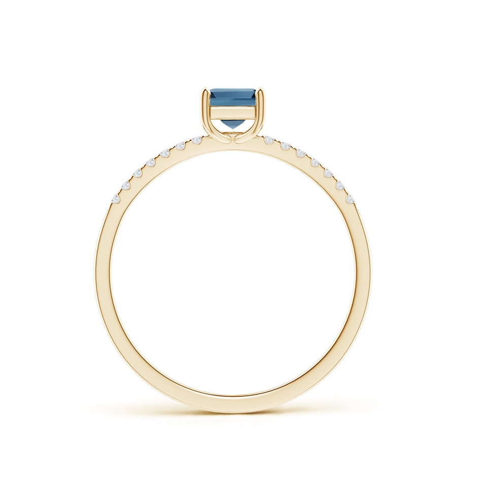 4mm A Square London Blue Topaz Ring with Diamond Studded Shank in Yellow Gold product image