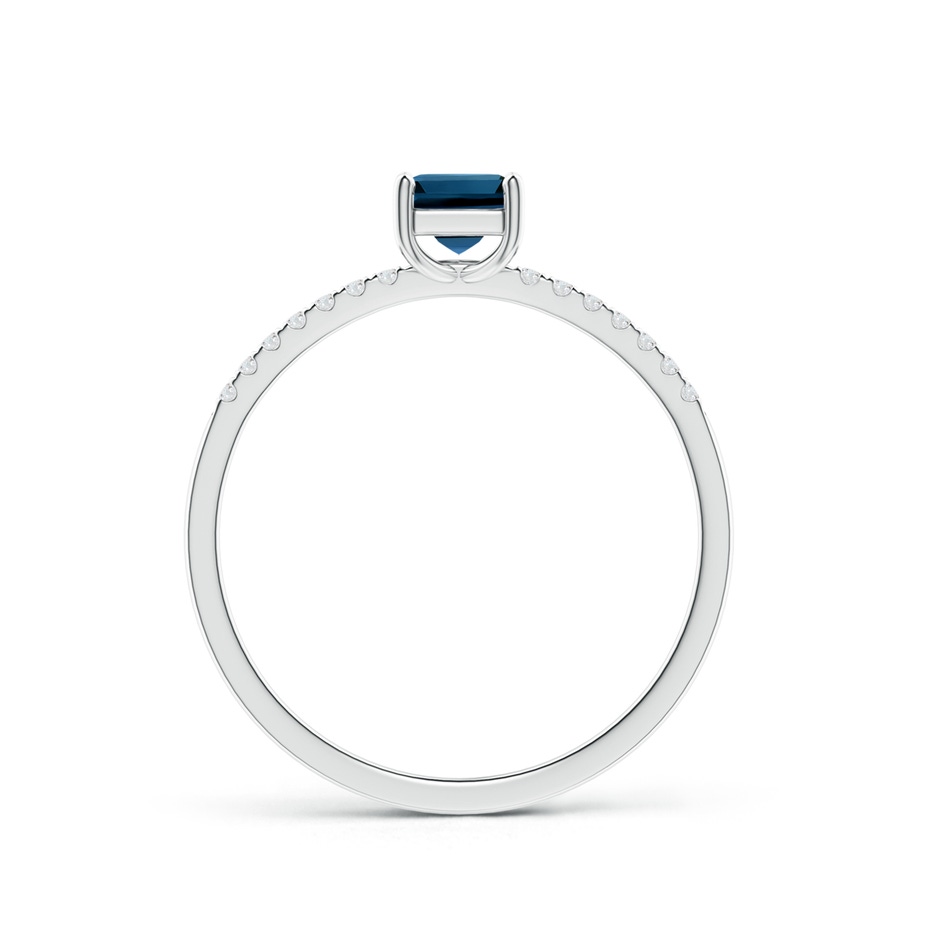 4mm AAAA Square London Blue Topaz Ring with Diamond Studded Shank in P950 Platinum product image