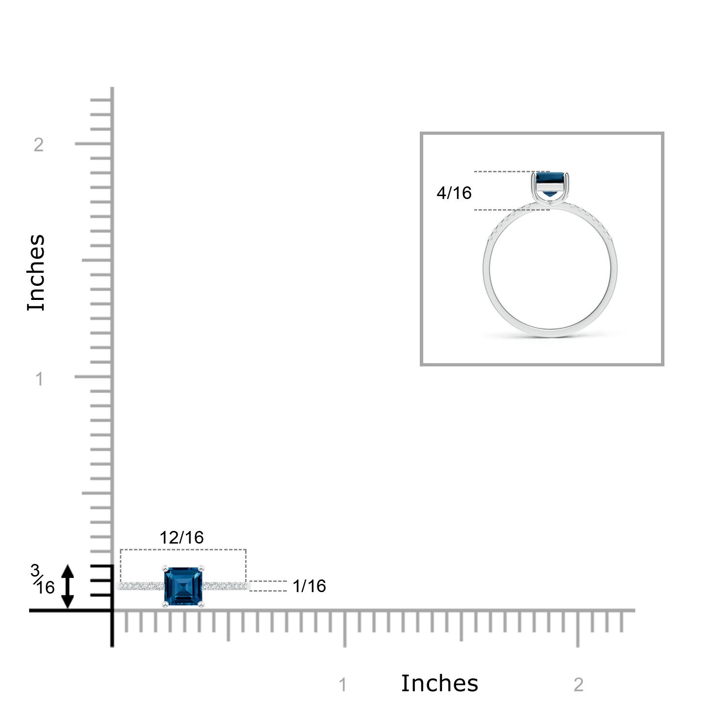 AAAA - London Blue Topaz / 0.83 CT / 14 KT White Gold