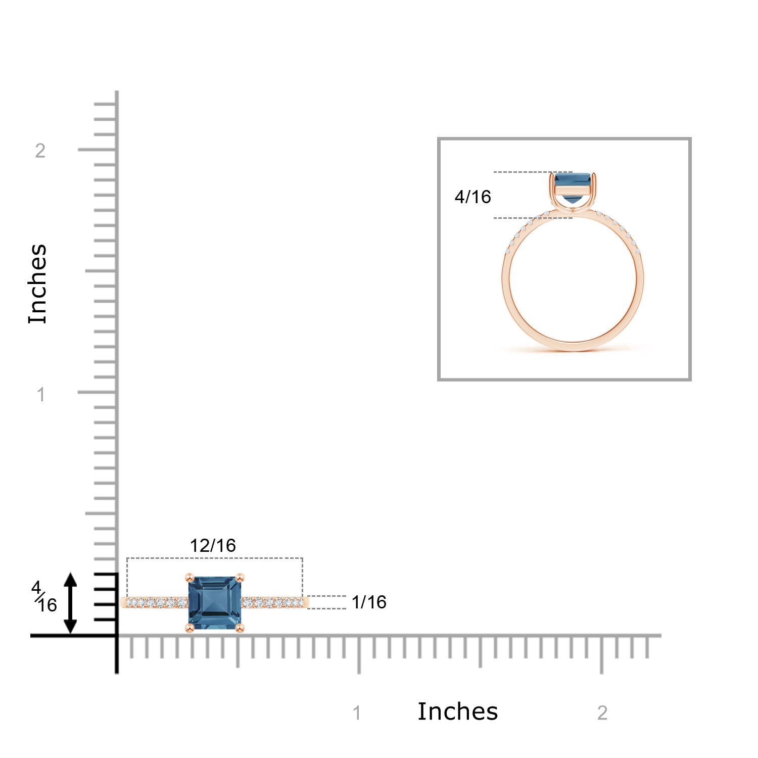 A - London Blue Topaz / 1.46 CT / 14 KT Rose Gold