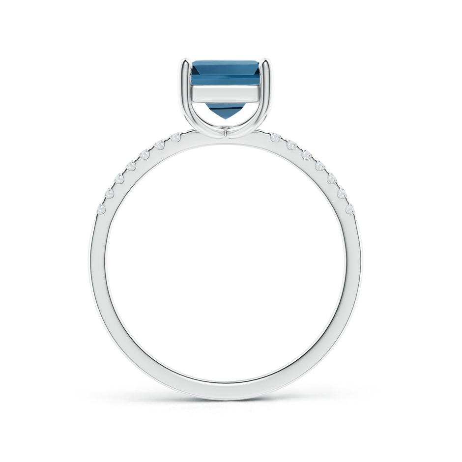 6mm AA Square London Blue Topaz Ring with Diamond Studded Shank in White Gold product image