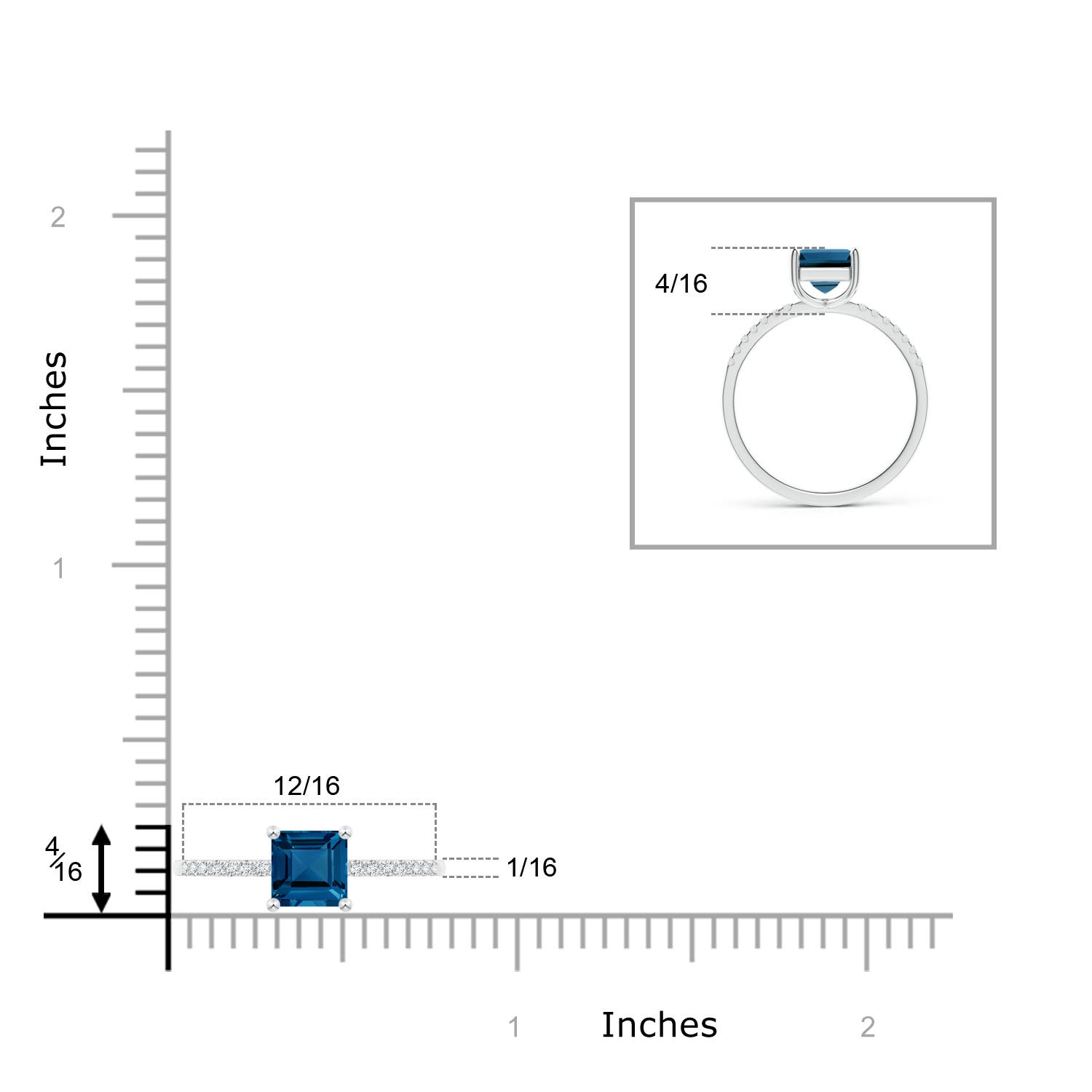 AAA - London Blue Topaz / 1.46 CT / 14 KT White Gold