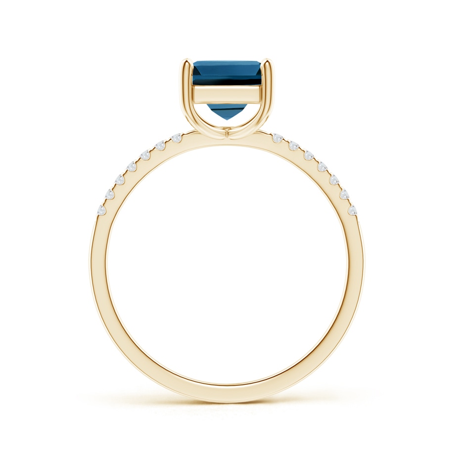 6mm AAA Square London Blue Topaz Ring with Diamond Studded Shank in Yellow Gold product image