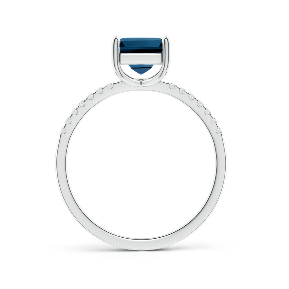 6mm AAAA Square London Blue Topaz Ring with Diamond Studded Shank in White Gold product image