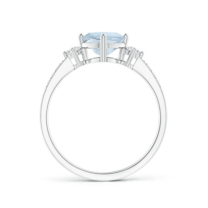 6mm A Cushion Sideways Aquamarine and Diamond Ring in P950 Platinum product image