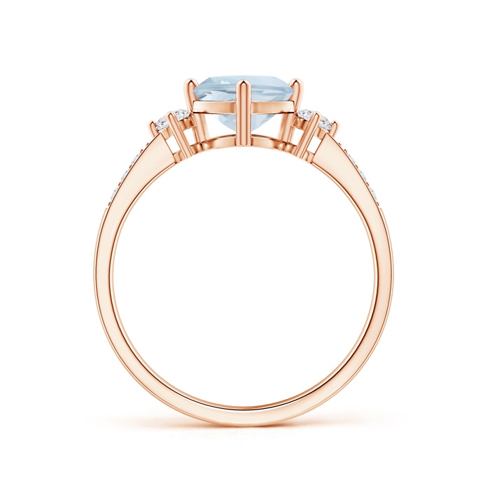 6mm A Cushion Sideways Aquamarine and Diamond Ring in Rose Gold product image