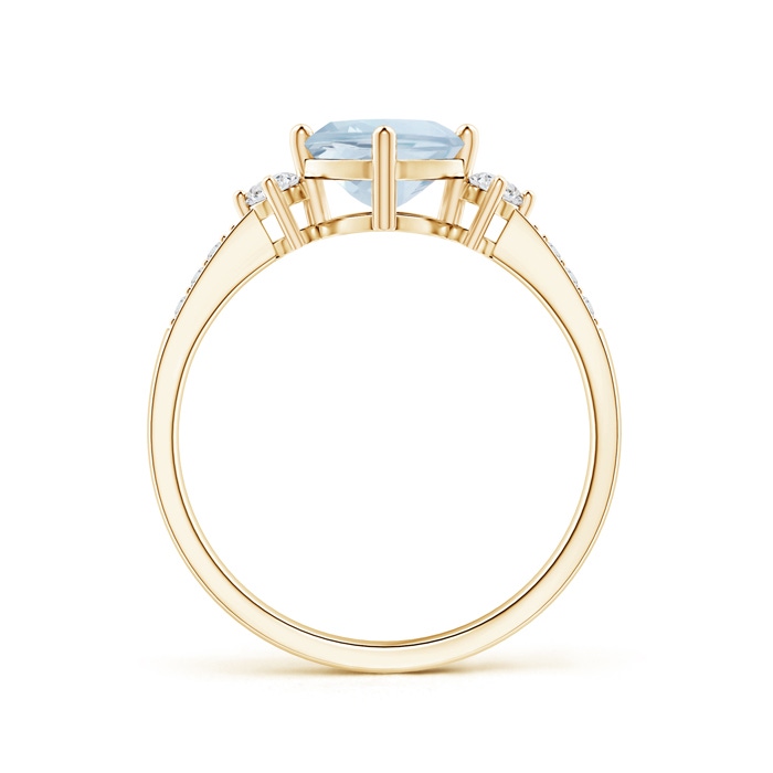 6mm A Cushion Sideways Aquamarine and Diamond Ring in Yellow Gold product image