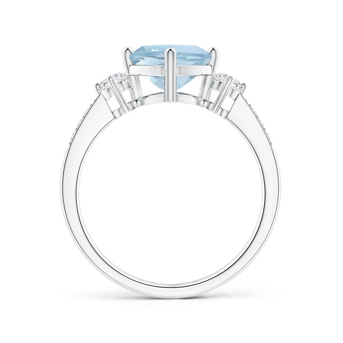 7mm AA Cushion Sideways Aquamarine and Diamond Ring in P950 Platinum product image