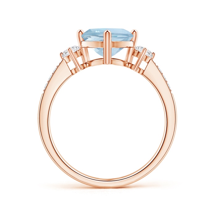 7mm AA Cushion Sideways Aquamarine and Diamond Ring in Rose Gold product image