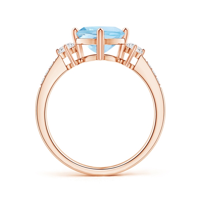 7mm AAA Cushion Sideways Aquamarine and Diamond Ring in Rose Gold product image