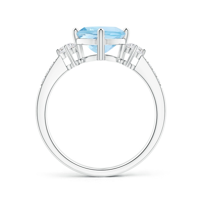 7mm AAA Cushion Sideways Aquamarine and Diamond Ring in White Gold product image