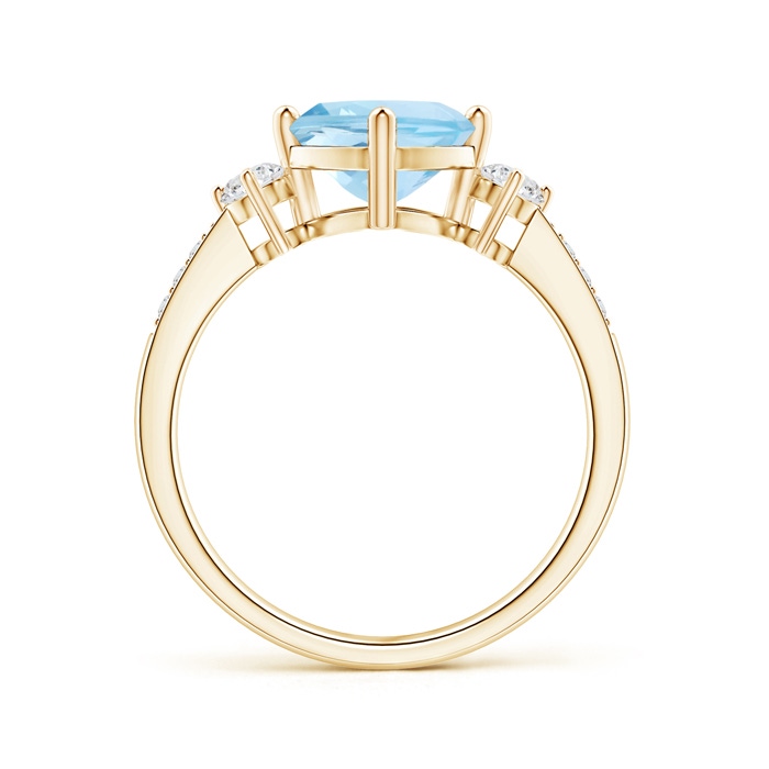 7mm AAA Cushion Sideways Aquamarine and Diamond Ring in Yellow Gold product image