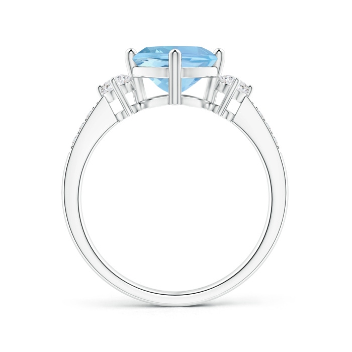 7mm AAAA Cushion Sideways Aquamarine and Diamond Ring in P950 Platinum product image