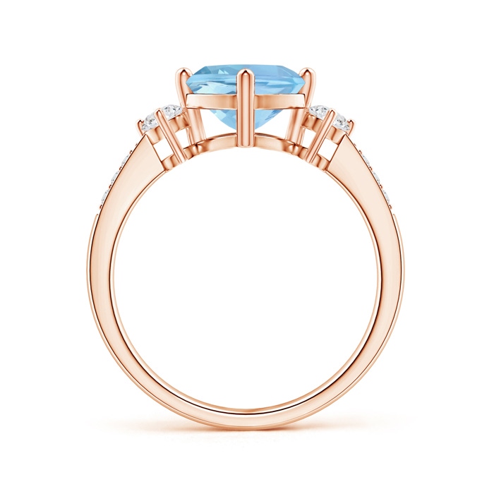 7mm AAAA Cushion Sideways Aquamarine and Diamond Ring in Rose Gold product image