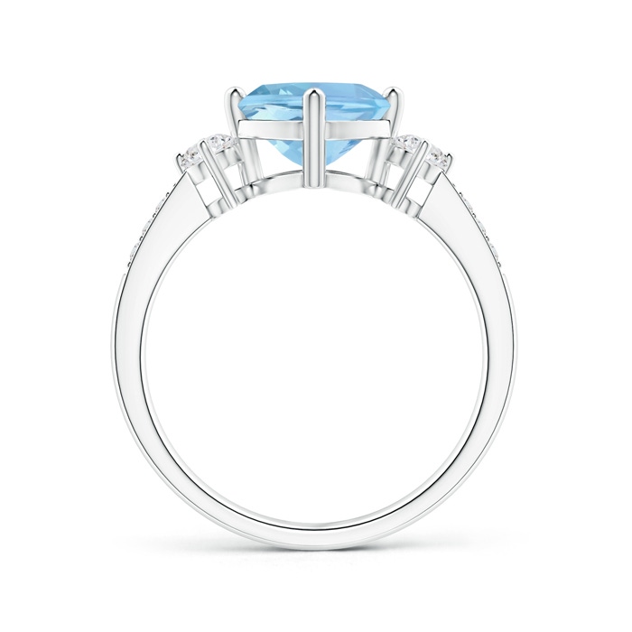 7mm AAAA Cushion Sideways Aquamarine and Diamond Ring in White Gold product image