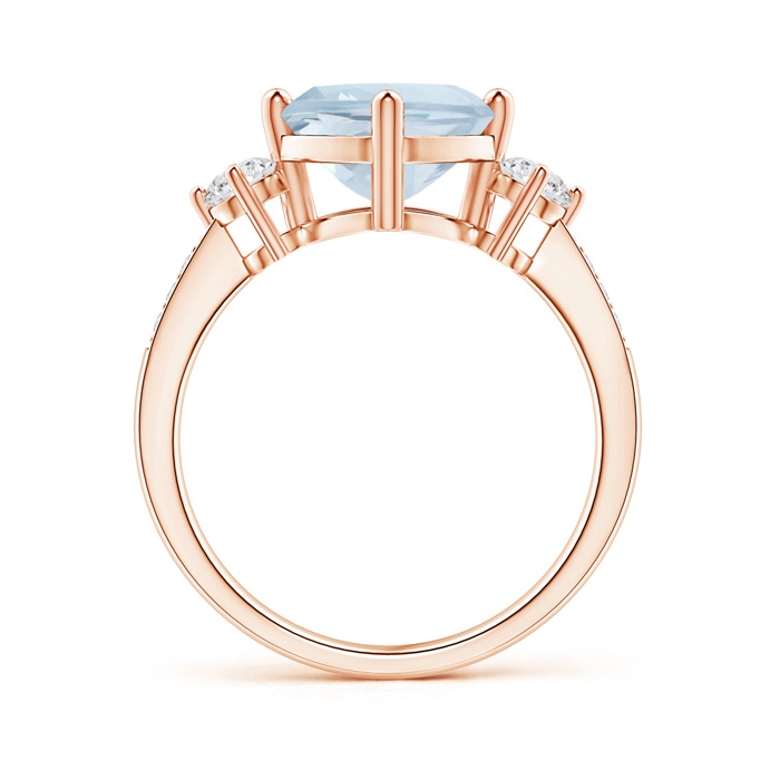 8mm A Cushion Sideways Aquamarine and Diamond Ring in Rose Gold product image