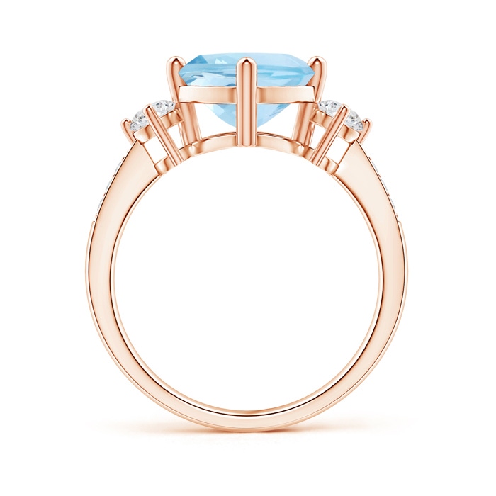 8mm AAA Cushion Sideways Aquamarine and Diamond Ring in Rose Gold product image