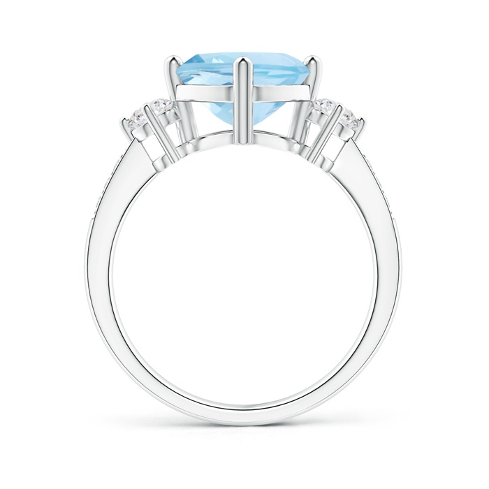 8mm AAA Cushion Sideways Aquamarine and Diamond Ring in White Gold product image