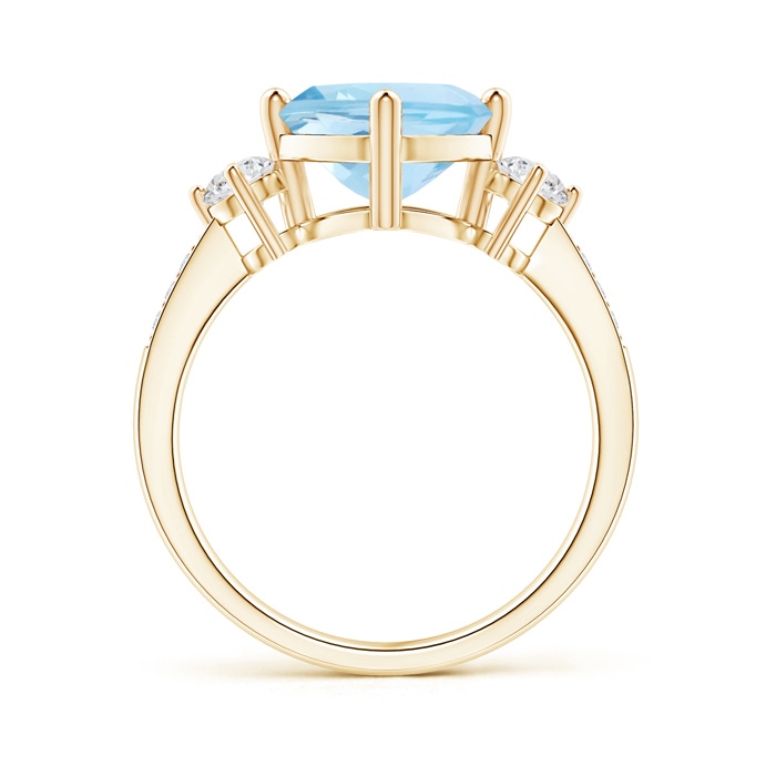 8mm AAA Cushion Sideways Aquamarine and Diamond Ring in Yellow Gold product image